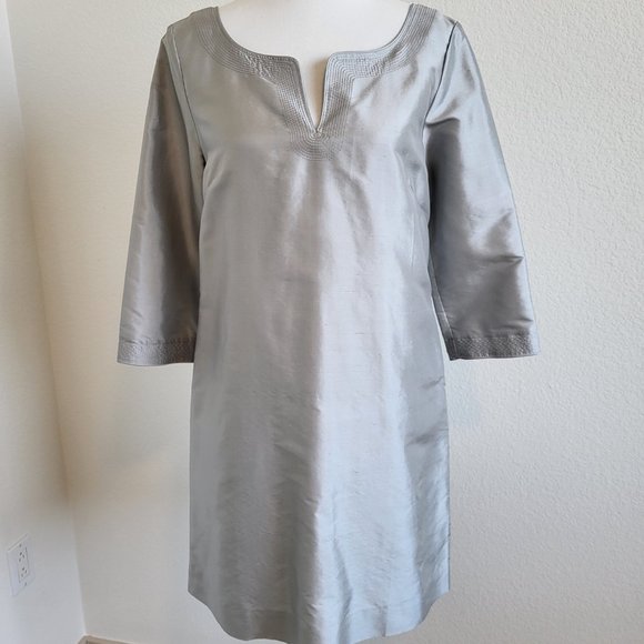 J Crew Grey/Silver Silk Shift Dress - Picture 1 of 7